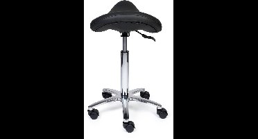 Ergonomische Zadelkruk Premium Zwart op Wielen Standaard uitvoering (50-68cm) / Met voetensteun / Standaard wielen