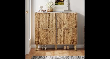 Hoge kast, vitrinekast, dressoir, eetkamerkast, woonkamerkast, zwart-wit look, keukenkast, vitrinekast met glazen front, 3 lades, gouden glashouder, kleur aanpasbaar via app