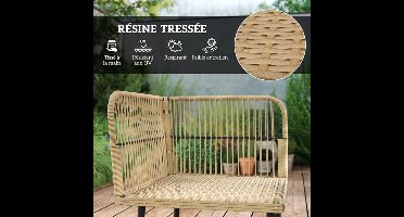 Tuinset 5-Zits – Loungeset – Balkonmeubels – Verandameubel – Buitenbank – Weerbestendig Stalen Frame – Comfortabele Waterafstotende Kussens – Natuurlijke Houtlook