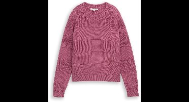 Tom Tailor Denim - Gebreide trui van katoen met relaxte pasvorm - Maat S - dusty berry