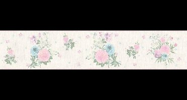 BLOEMEN BEHANGRAND - Meerkleurig Creme Roze - Bloemenmotief - AS Creation Only Borders