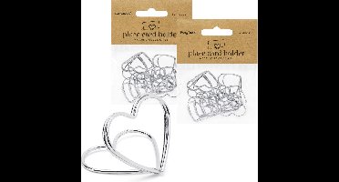 PartyDeco Naamkaart/plaatskaart houders Hartje - Bruiloft - 100x stuks - zilver - 2,5 cm