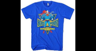 DC Comics Superman Heren Tshirt -XL- World Hero Blauw