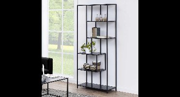 Boekenkast Bronx MDF Zwart 77x185cm - Giga Living