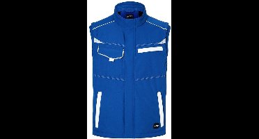 James and Nicholson Uniseks werkkleding Softshell Vest Level 2 (Koningsblauw/Wit)