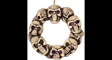 Doodshoofd krans met licht 38 cm | Decoratie Halloween