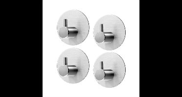 Scoby - Handdoekhaakjes - Zelfklevende Wandhaakjes - Set van 4 - Multifunctioneel - Bathroom Hooks - Zilver - Rond