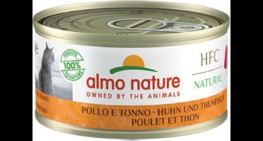 48x Almo Nature HFC Natural Kattenvoer Nat Blikje Kip & Tonijn 70 gr