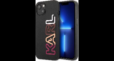 iPhone 13 Backcase hoesje - Karl Lagerfeld - Effen Zwart - Kunstleer