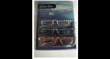 Lifetime leesbrillen set met etui multicolor voor volwassenen.