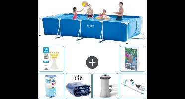 Intex Rechthoekig Frame Zwembad - 450 x 220 x 84 cm - Blauw - Inclusief Filter - Solarzeil - Zwembadfilterpomp - Stofzuiger - 7-delig