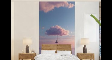 Behang - Fotobehang Wolk - Schommel - Kleurrijke lucht - Breedte 120 cm x hoogte 240 cm