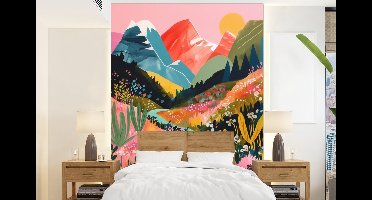 Behang - Fotobehang Rivier - Diepte - Bloemen - Breedte 160 cm x hoogte 220 cm