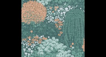 BOMEN BEHANG | Floraal - Petrol Oranje Groen - LivingWalls Famous Garden