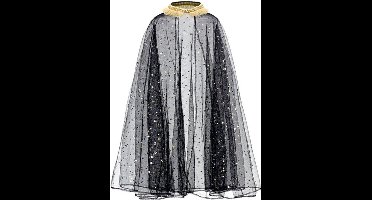 PartyDeco Halloween cape - met sterretjes - zwart - voor kinderen - 3-7 jaar