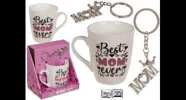 Out of the Blue Cadeau mok Best Mom Ever - incl sleutelhanger - moederdag / verjaardag giftset - beste moeder