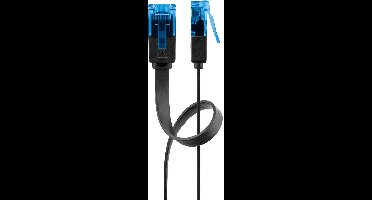 Goobay Platte CAT 6a netwerkkabel, U/UTP, zwart, koperen geleider (CU), 15 m