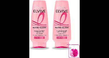 2 x L’Oréal Paris Elvive – Conditioner – Nutri Gloss – 200 ml - Bulkverpakking - Glans haar - Douchemop - Lang haar