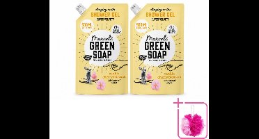 2 x Marcel's Green Soap - Shower Gel - Navulling - Vanille & Kersenbloesem - Krachtige werking - 500 ml - Bulkverpakking - Douchegel - Douchemop - Natuurlijke douchegel