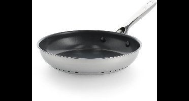 BK Sparkling Koekenpan 24cm - PFAS-vrije antikleeflaag - Koekenpan inductie - Keramische koekenpan - Ovenbestendig tot 220°C - RVS handgreep - Zilver