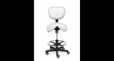 Ergonomische Zadelkruk met Rugleuning Comfort Wit op Wielen Standaard (50-68cm) / Zonder voetsteun / Standaard wielen