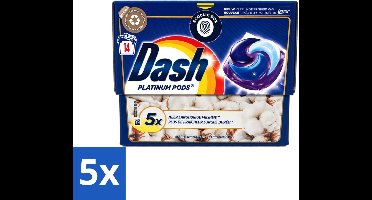 5 x Dash Platinum - Wasmiddel Capsules - Witte en Gekleurde Was - Frisheid van Katoen - 14 Wasbeurten - Voordeelverpakking - 5 stuks