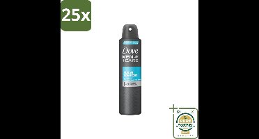 25 x Dove Men+Care – Deodorant Spray – Clean Comfort – 200 ml - Wasstrips - Anti-transpirant Spray - Okselgeur - Frisse Geur - Schone Geur - Okselverzorging