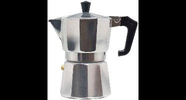 Cookinglife Percolator 2-3 Kopjes - Moka Pot - Aluminium - Grijs/Zwart - Authentieke Espresso - 150 ml