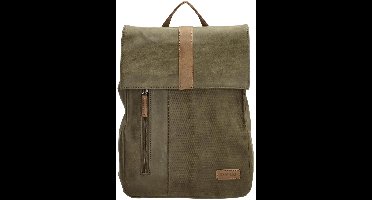 Beagles Brunete Rugzak Rugtas Leatherlook Handig Model Medium Ritsvakken - Olijfgroen