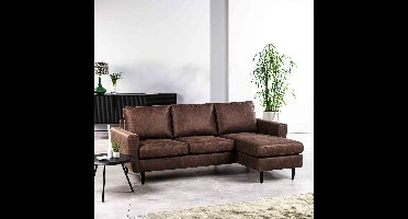 Bank 3-Zits Bruin - Stof - 204x133x82cm - Bank Tiverton Savannah - Giga Meubel