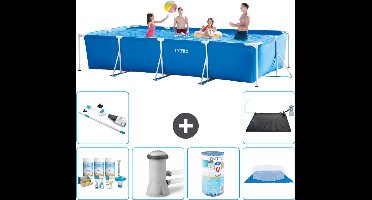 Intex Rechthoekig Frame Zwembad - 450 x 220 x 84 cm - Blauw - Inclusief Onderhoudspakket - Zwembadfilterpomp - Filter - Grondzeil - Stofzuiger - Solar Mat - 7-delig