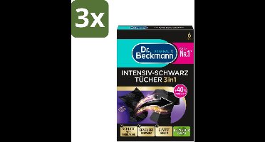 3 x Dr. Beckmann - Kleurverzorging - Intensive Black 2 in 1 - Donkere Was - 6 Doekjes - Zwart Textiel Herstellen - Zwart Kleding Verzorgen - Textiel Beschermen - Kleur Herstellen - Zwart Was Beschermen