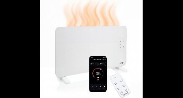 Princess Elektrische Paneelverwarming 1500W+ - Smart Glass Panel Heater - Elektrische kachel 1500W - Wifi App-bediening - Touchscreen - Thermostaat - Wandmontage - 348916