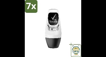 7 x Rexona Men - Invisible On Black & White - Deo Roller - 50 ml - Grootverpakking - Deodorant Voor Mannen - Zweetbescherming - Vlekkenbescherming - Roll-on Deodorant - Frisheid