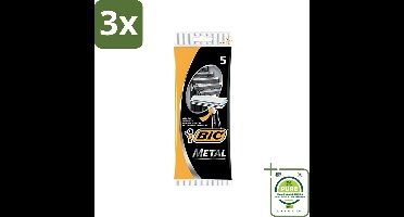 3 x Bic - Scheermesjes - Metaal - Enkel Mesje - Wegwerpmesjes - 5 Scheermesjes - Grootverpakking - Scheermesje - Wegwerpmesje - Roestvrij Staal - Enkel Mesje - Precisie Scheren