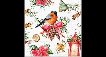 Lunch servetten Bullfinch with Lampion - PAW Decor - 33x33 cm