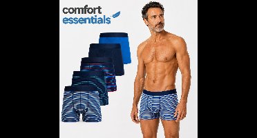 Comfort Essentials - Boxershort Heren - 6 Pack - Blauwe Strepen - XXL - Onderbroeken Heren - Korte Pijp - Trunks - Hipster