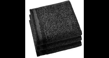 De Witte Lietaer Handdoeken Contessa, Black - 50 x 100 cm - 3 stuks - Katoen
