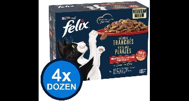 4x Felix - Heerlijke Plakjes Farm Selectie in Gelei - Kattenvoer Natvoer - 12x80g