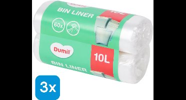 Dumil Afvalzakken - 10 Liter - 180 Stuks in Totaal (60 stuks x 3)