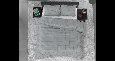 Dreamhouse Satin Deep check - Dekbedovertrekset - Tweepersoons - 200x200/220 + 2 kussenslopen 60x70 - Grijs