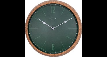NeXtime - Wandklok - 30 cm - Kurk / Glas - Groen - 'Cork'