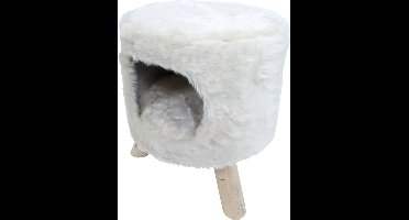 Poef rond pluche met gat Ø 42x50 cm, wit.