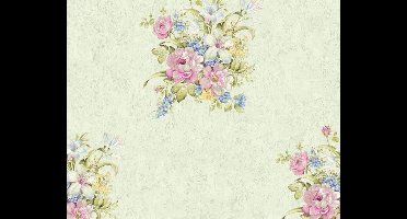 KLASSIEK BLOEMEN BEHANG | Klassiek - groen roze - A.S. Création Romantico