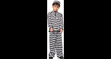 Boeven Pak Kinderen - Boef - Kostuum Met Pet - Zwart-Wit - Per Set - Maat 152