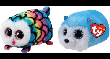 Ty - Knuffel - Teeny Ty's - Hootie Owl & Slush Husky