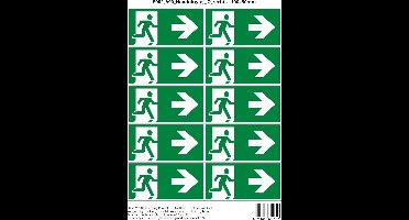 Pictogram sticker E002 A90 Nooduitgang O rechts - 100x50mm 10 stickers op 1 vel