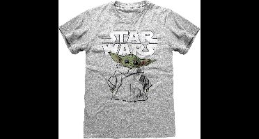 Star Wars The Mandalorian - Grogu - Sketch T-shirt grijs gemêleerd XL