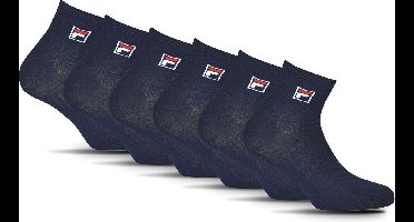 FILA - Logo Quartersokken / Enkelsokken | 6-Pack | Quarter Socks | Maat 43/46 - Navy