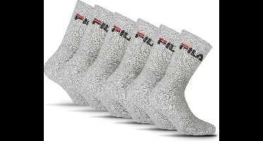 FILA - Crew Sportsokken | 6-Pack | Sports Socks | Maat 35/38 - Grijs
